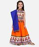 BownBee Sleeveless Dandiya Print Choli With Contrast Lehenga & Dupatta - Orange