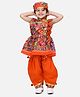 BownBee Sleeveless Mirror Work Kedia With Dhoti & Cap - Orange