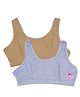 D'chica Set Of 2 Solid Colour Non Wired Non Padded Bra - Grey & Beige