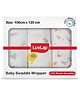 LuvLap 100% Cotton Muslin Baby Swaddle Set, 3pcs, Hearts & Birds Print, 0-18 Months, Multicolour