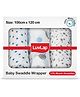 LuvLap 100% Cotton Muslin Baby Swaddle Set, 3pcs, Stars Print, 0-18 Months, Multicolour