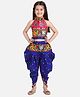 BownBee Peacock Embroidered Halter Neck Sleeveless Choli With Dhoti - Blue