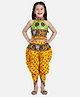 BownBee Peacock Embroidered Halter Neck Sleeveless Choli With Dhoti - Yellow