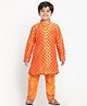 JBN Creation Full Sleeves Motif Print Kurta With Pajama - Orange