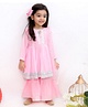 Little Bansi Full Sleeves Zardosi Work Kurti With Sharara & Dupatta - Pink