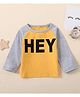 Kookie Kids Raglan Sleeves T-Shirt Text Print - Yellow Grey