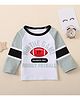 Kookie Kids Full Sleeves T-Shirt Rugby & Football Print - White Grey