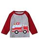 Kookie Kids Raglan Sleeves T-Shirt Fire Truck Print - Grey Red