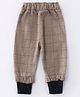Kookie Kids Full Length Checked Lounge Pant with Teddy Attached - Brown
