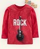 Eteenz Full Sleeves Tee Rock Guitar Print - Red