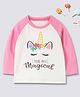 Kookie Kids Raglan Sleeves Tee Unicorn Print - Pink White