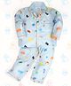Knitting Doodles Full Sleeves Striped Night Suit - Blue