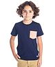 Cherry Crumble By Nitt Hyman Half Sleeves Solid Color T-Shirt - Navy Blue