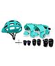 Jaspo Junior Pro Adjustable Roller Skates Combo - Cyan Black