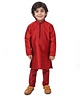 Babyhug Full Sleeves Kurta Pajama Set Floral Embroidery - Maroon
