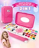 Fiddlerz Kids Makeup Palette in Suitcase Design Portable Cosmetic Kit with Nail Art Accessories and Vibrant Colors Perfect Gift for Girls(Color May Vary)