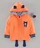 Mom's Love Full Sleeves Hooded Sweat Jacket Bear Patch Print - Orange