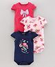 Babyoye Short Sleeves Onesie Floral & Bow Print Pack of 3 - Pink Blue