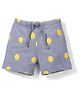 Anthill Polka Dots Print Shorts With Drawstring - Grey