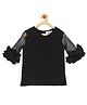 Young Birds Solid Half Petals Sleeves Top - Black