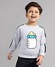 Kookie Kids Full Sleeves Sweatshirt Milk Bottle Print - Grey