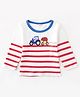 Kookie Kids Full Sleeves Striped Tee Car Print - Red