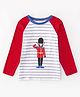 Kookie Kids Raglan Sleeves Striped Tee Soldier Print - Red