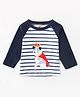 Kookie Kids Raglan Sleeves Striped Tee Soldier Print - Navy Blue
