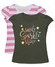 Plum Tree Short Sleeves Smile Sparkle Shine Print Pack Of 2 Tee - Olive