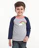 Kookie Kids Full Raglan Sleeves Tee Rainbow Print - Grey