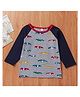 Kookie Kids Full Raglan Sleeves T-Shirt Car Print - Grey