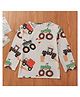 Kookie Kids Full Sleeves T-Shirt Allover Vehicle Print - White & Multicolor