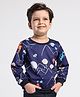 Kookie Kids Full Sleeves Sweatshirt Mountains Print - Navy Blue