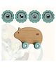 Little Rawr Wooden & Silicone Teething Wheel Animal - Blue