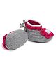 MayRa Knits Flower Design Crochet Booties - Grey