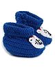 MayRa Knits Teddy Face Hand Knited Crochet Booties - Blue