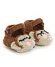 MayRa Knits Hand Knitted Monkey Pattern Crochet Booties - Brown