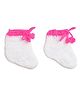 MayRa Knits Hand Knitted Pom Pom Detailed Crochet Booties - White