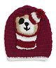 MayRa Knits Hand Knitted Teddy Design Crochet Cap - Maroon