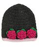 MayRa Knits Flower Design Cap - Black