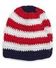 MayRa Knits Striped Crochet Cap - Red Blue & White