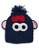 MayRa Knits Hand Knitted Cartoon Face Design Crochet Cap - Navy Blue