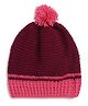 MayRa Knits Hand Knitted Pom Pom Design Crochet Cap - Maroon