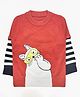 Kookie Kids Full Sleeves Pullover Sweater Cat Design - Red