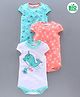 Babyoye Cotton Cap Sleeves Onesies Multiprint Pack of 3 - Blue Orange White