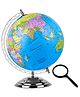 Fiddlerz Educational World Globe with Stand and Magnifying Glass Rotating Political Map for Kids Learning Geography and Exploration
