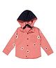 Knotty Kids Printed Full Sleeves Hooded Shirt - Light Pink
