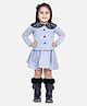 Aww Hunnie Full Sleeves Front Open Woolen Top With Skirt - Grey