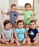 Babyoye Half Sleeves Biowash & Stripe Fabric Multi Printed Cotton Onesies Pack of 5 - Blue Grey