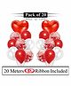 Amfin Foil And Confetti Balloons With Ribbon Red - Pack Of 20